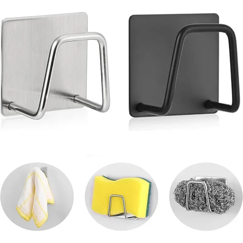 Kitchen Sponge Holder Self Adhesive | Wall Mount Stainless Steel Drying Rack