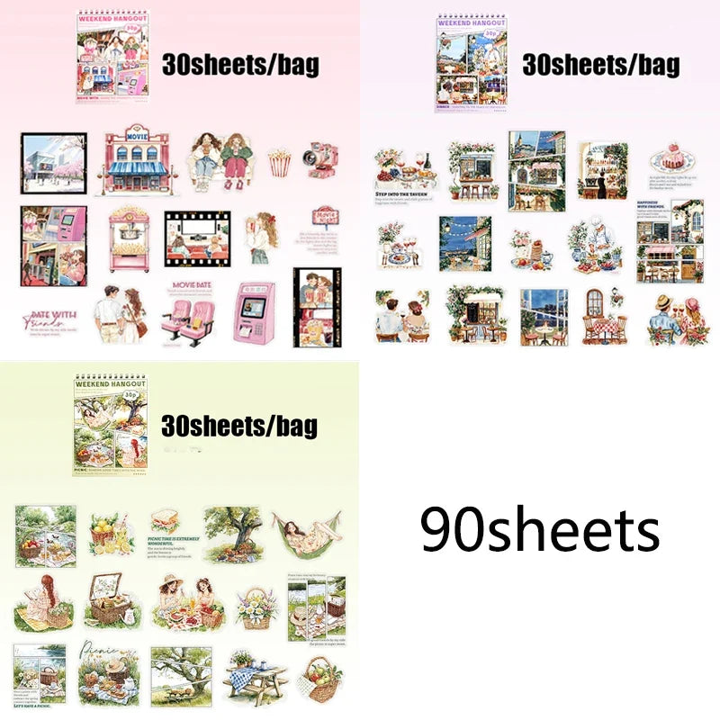 Cartoon PET Sticker Packs for DIY Crafts | 90-Piece Set