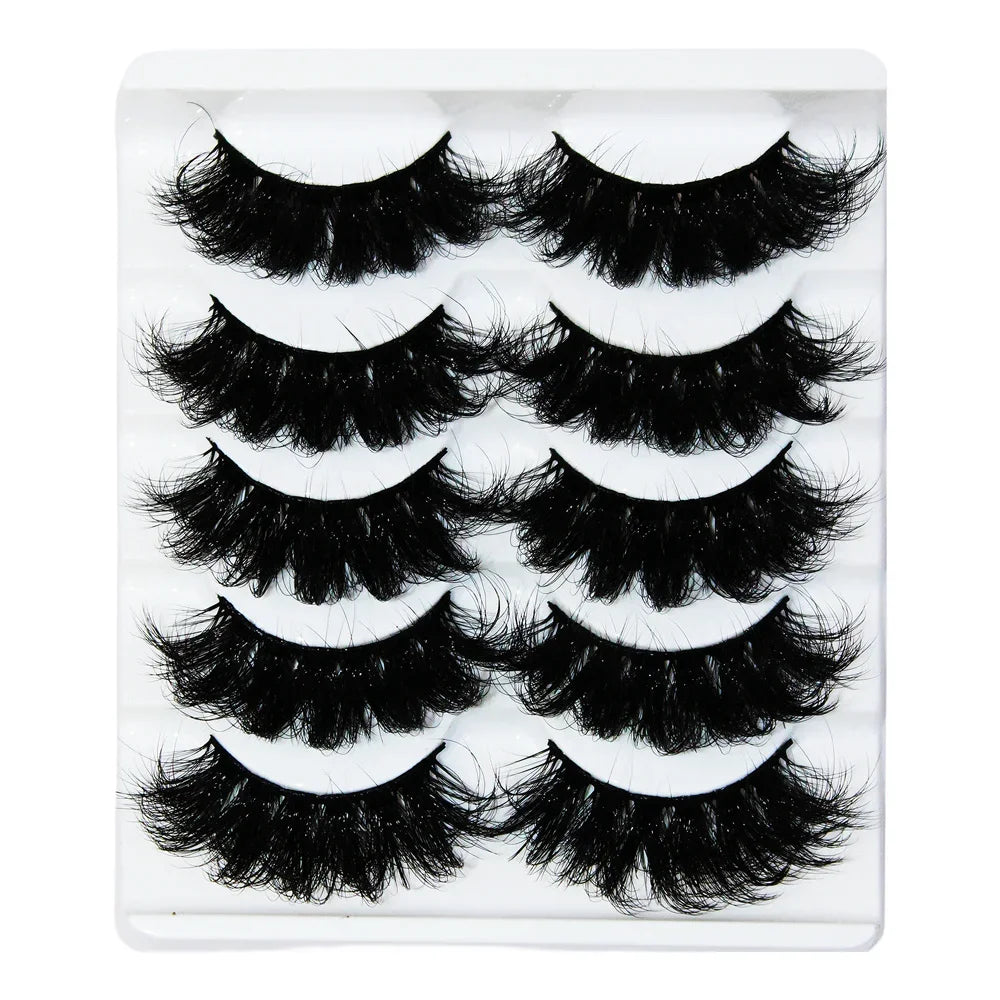 Thick Dramatic Faux Mink Eyelashes | 5 Pairs of Fluffy 3D Lashes for Dramatic Volume