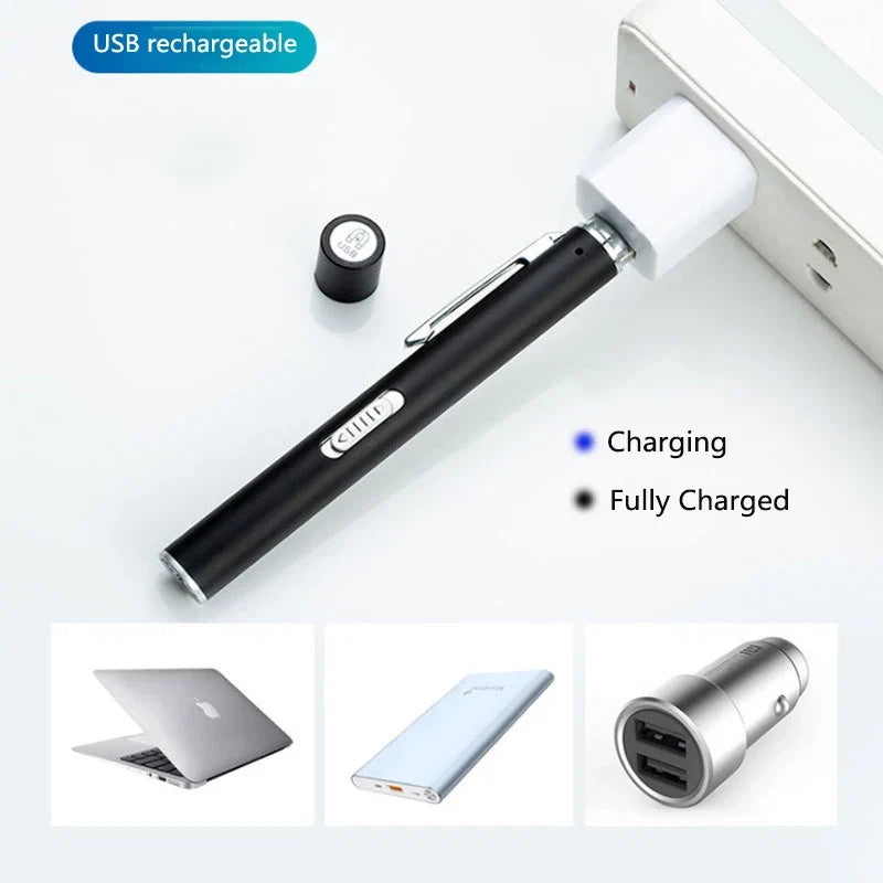 Rechargeable LED Medical Pen Light | Dual Color Temperature Stainless Steel Flashlight
