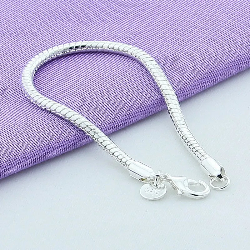 Sterling Silver Snake Chain Bracelet 3mm | DIY Jewelry Gift for Women