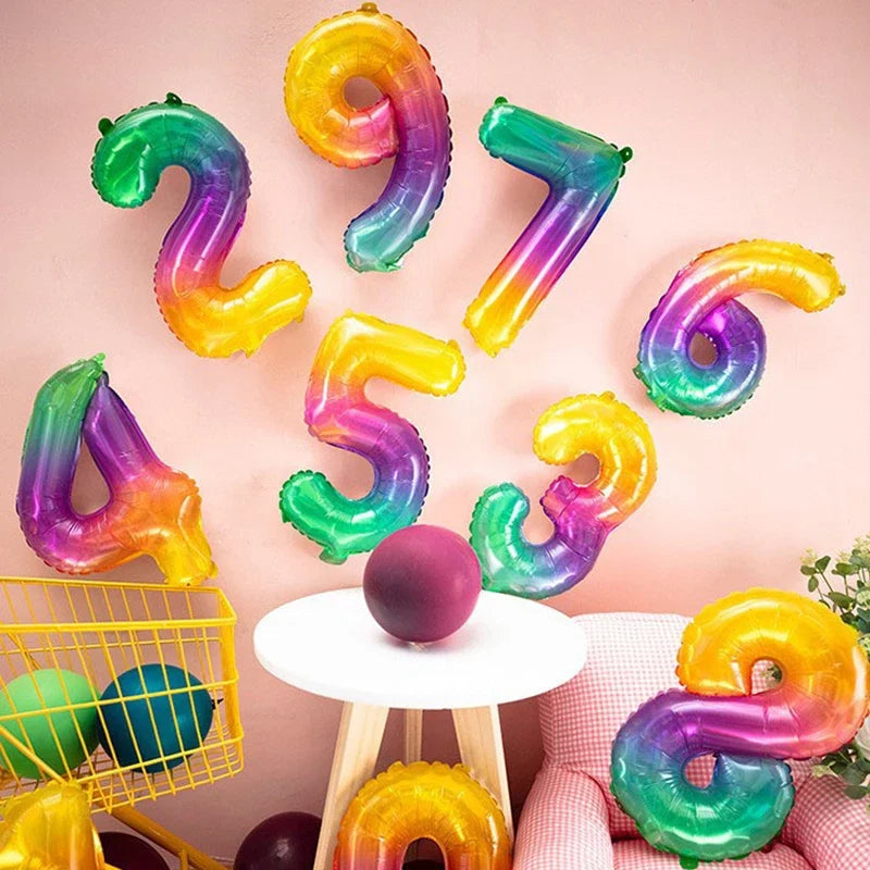 Rainbow Jelly Number Balloon 16 Inch | Birthday Party Decoration