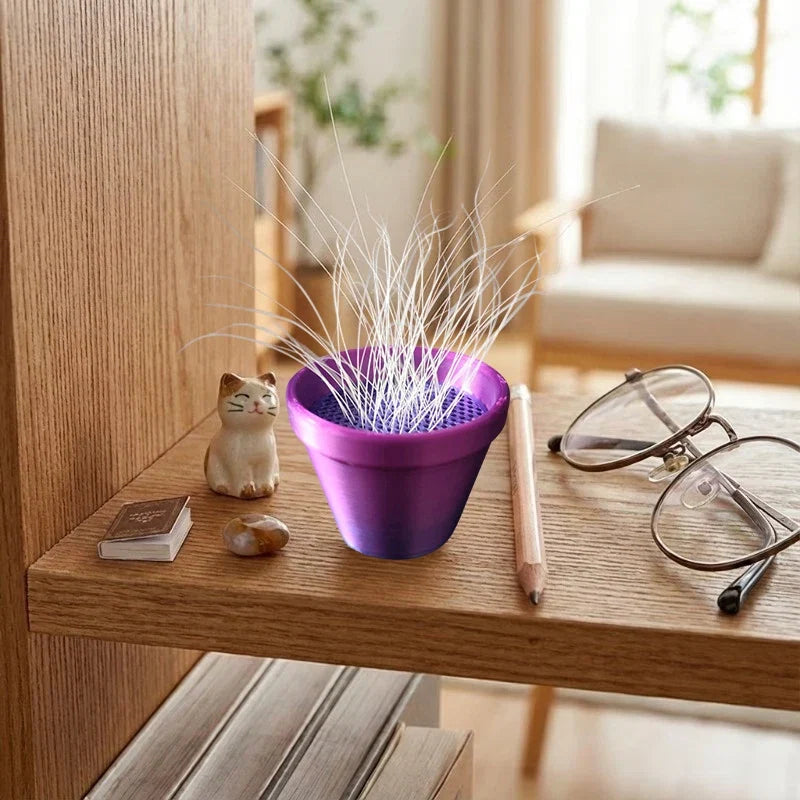 Cat Whisker and Fur Collector | Mini Flower Pot Desktop Keepsake