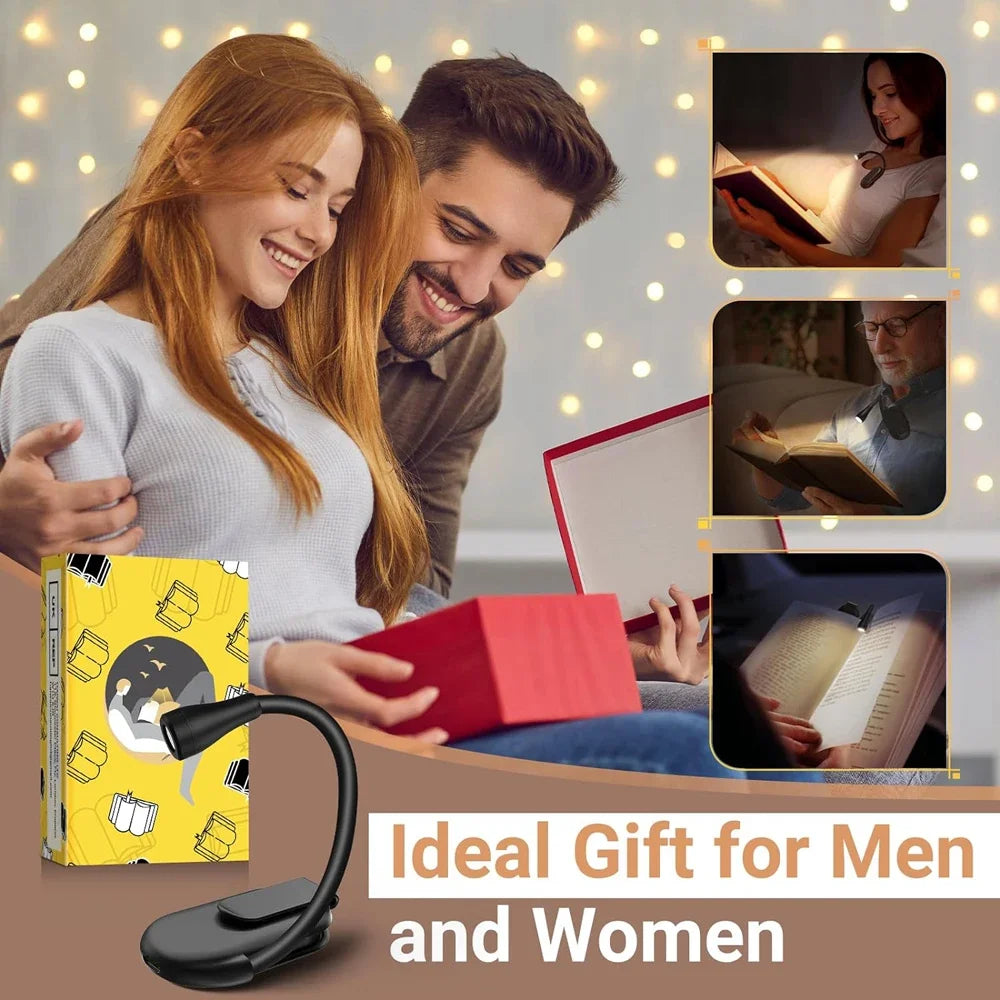 Rechargeable 3-Color Mini LED Book Light | 360° Adjustable Clip Eye Protection Reading Lamp