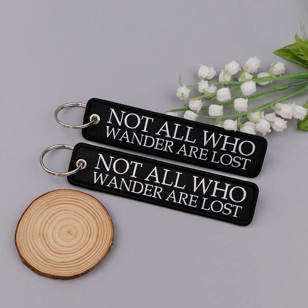 Embroidery Key Fob Keychain | Black Tag for Cars Motorcycles