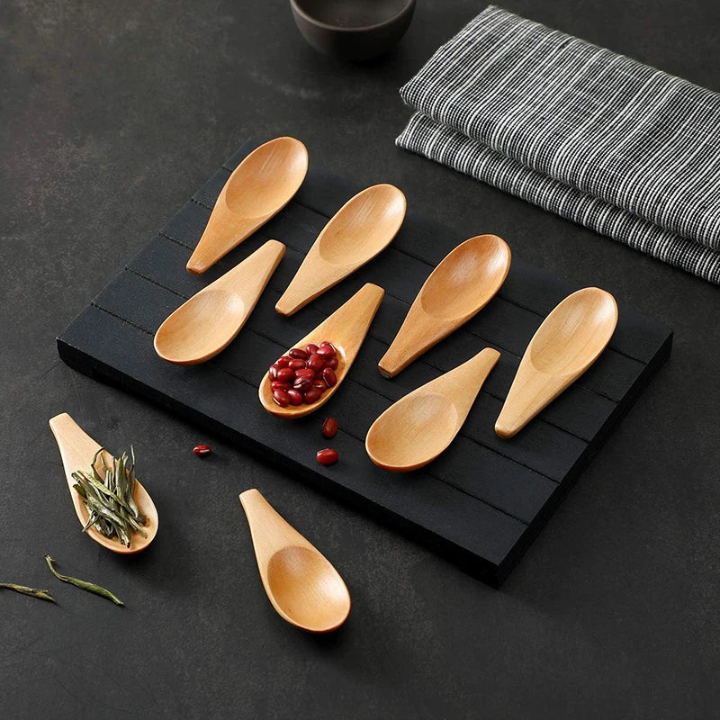 Wooden Mini Salt Spoon | Small Solid Wood Condiment Spoon