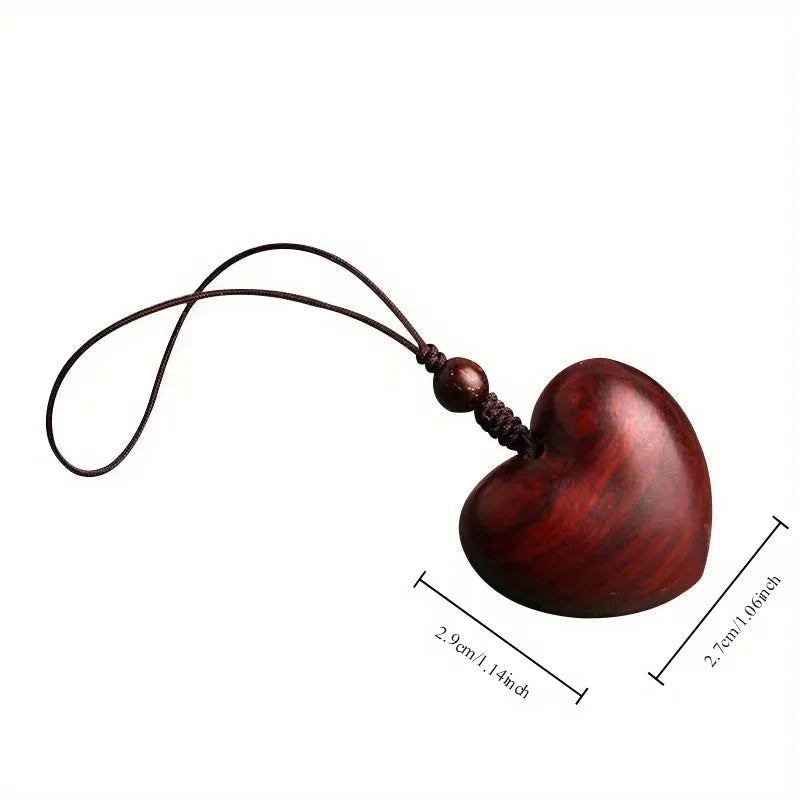 Creative Simple Rosewood Red Love Keychain | Hand-woven Solid Wood Phone Charm for Couples