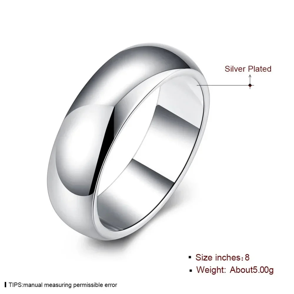 Classic 925 Sterling Silver Smooth Round Ring | Fine Wedding Band for Women