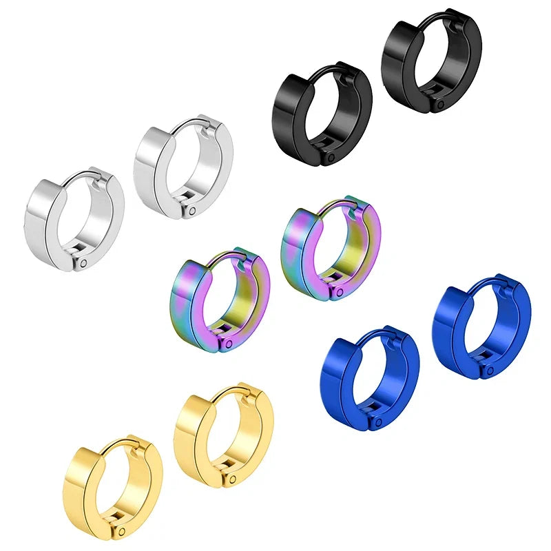 Stainless Steel Huggie Ear Circle Earrings | Punk Gothic Fashion Jewelry for Men Women