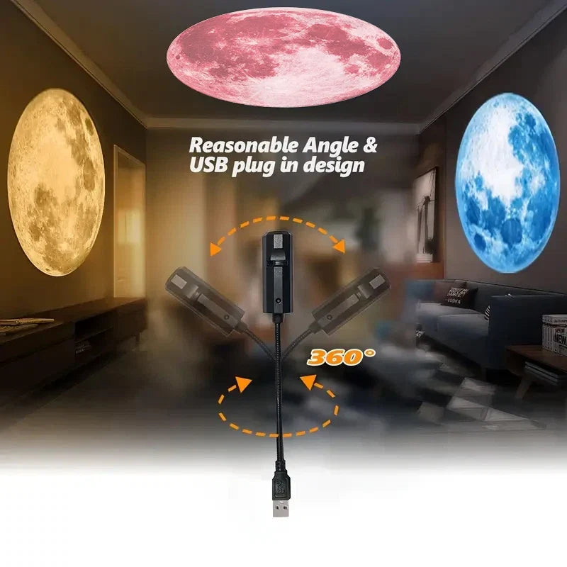 Moon Projection Lamp | Romantic USB Night Light for Bedroom Atmosphere