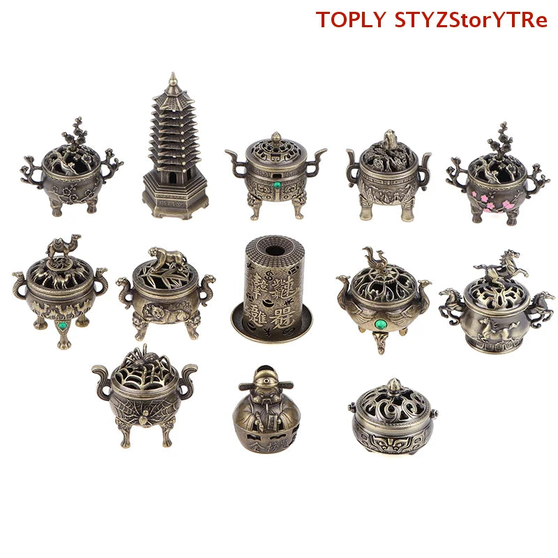 Alloy Lucky Incense Burner Bowl Incense Holder With Handle | Ancient Style Yoga Meditation Home Office Decor