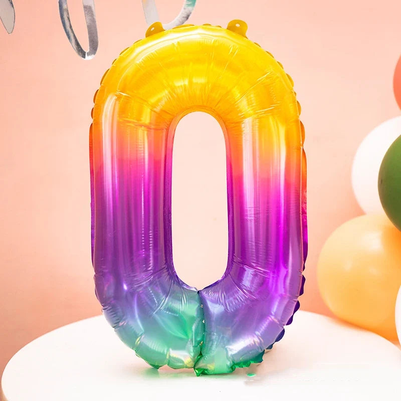 Rainbow Jelly Number Balloon 16 Inch | Birthday Party Decoration