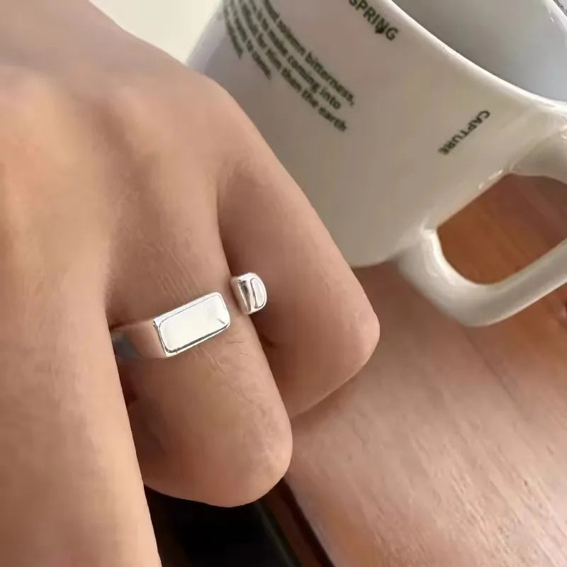VENTFILLE 925 Sterling Silver Adjustable Rings | Vintage Hip Hop Couples Jewelry