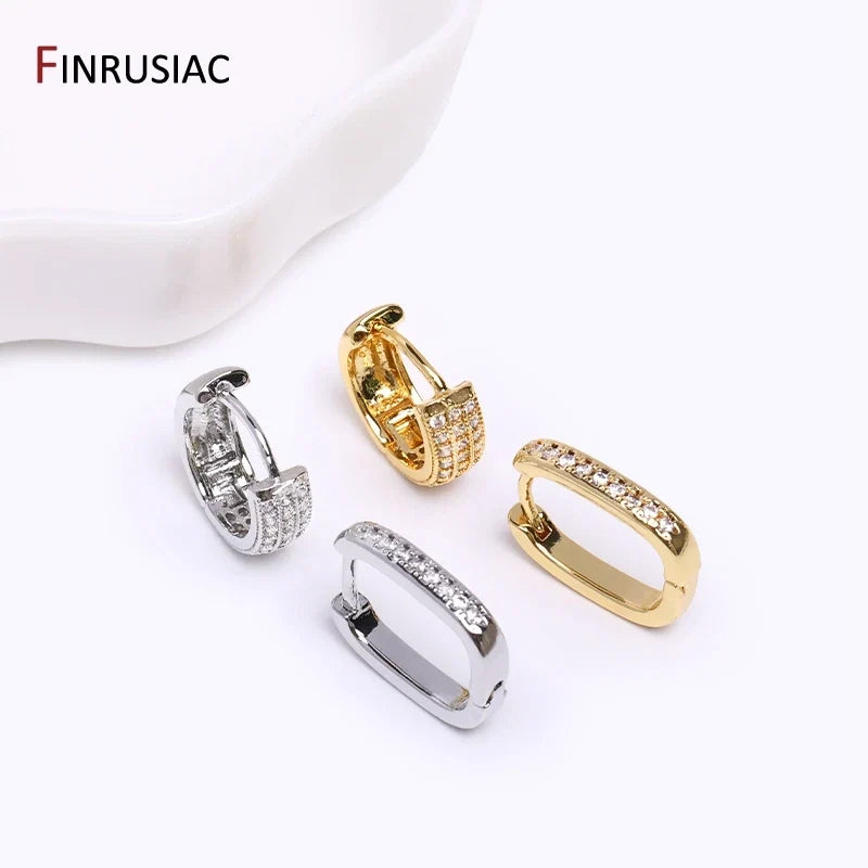 Gold Plated Brass Hoop Earrings with Zircon | Trendy Fashion Jewelry for Women