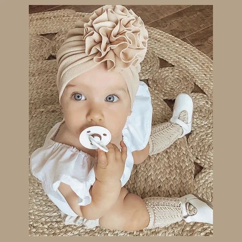 Baby Girl Turban Hat | Lovely Flower Soft Cap for Newborn Photography