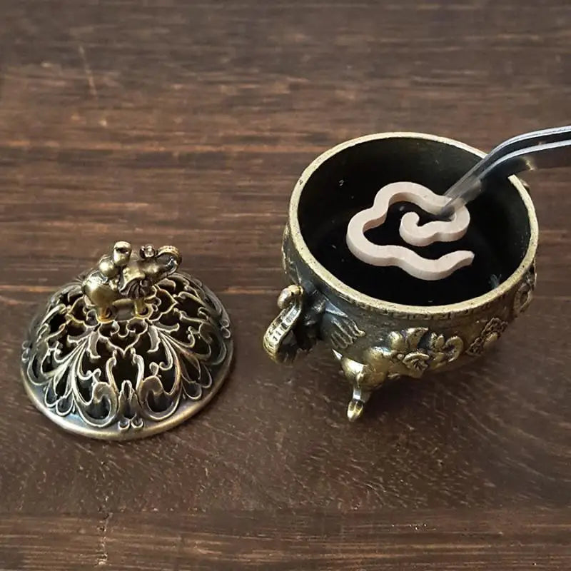 Elephant Lotus Incense Burner | Metal Incense Holder for Yoga Meditation