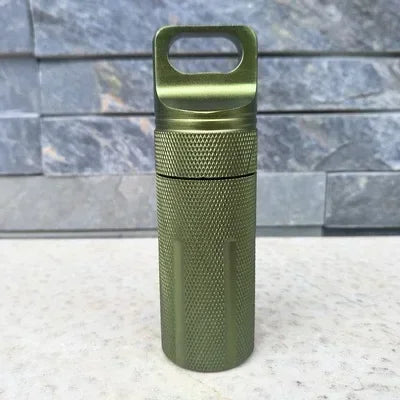 Aluminium Survival Pill Bottle | Waterproof Emergency First Aid Container