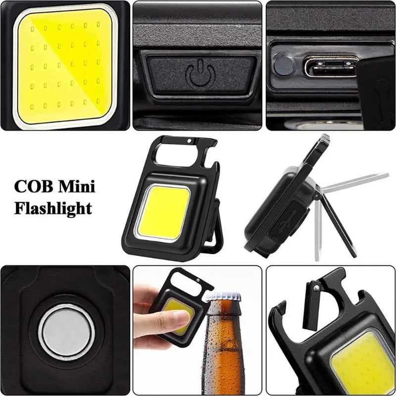 Portable COB Keychain Flashlight | Rechargeable LED Work Light