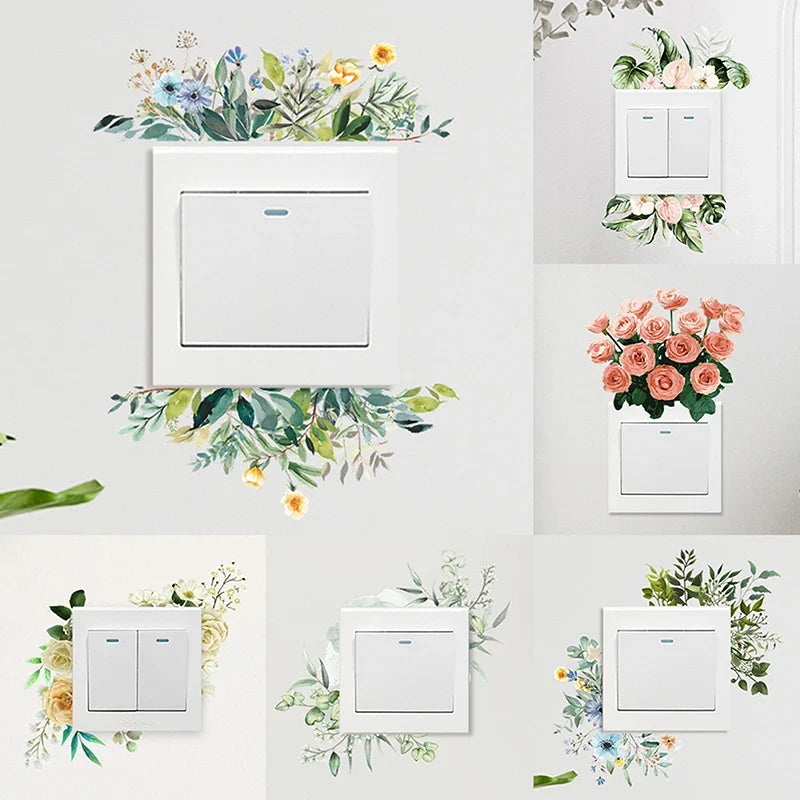 Plant Flower Switch Wall Sticker | Self-Adhesive PVC Wall Decal