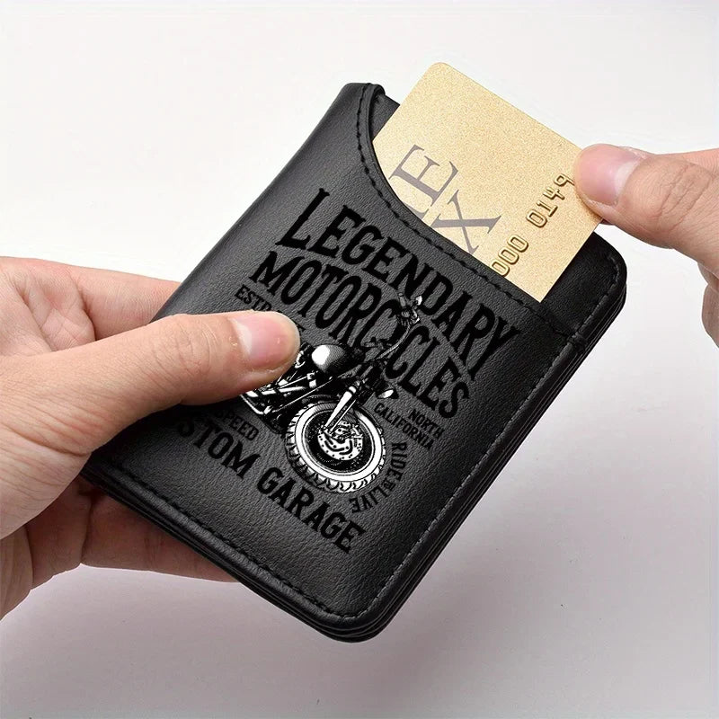 Men's Retro Faux Leather Wallet | Vintage Motorcycle Style Slim Business Card Holder