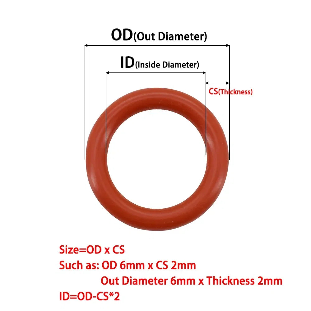 Food Grade Silicone O-Ring Sealing Gasket Set | Red VMQ Rubber Washers for Cookers
