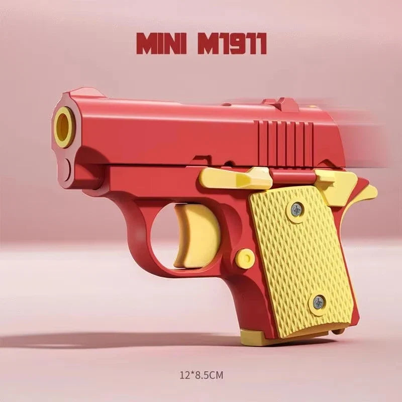 3D Printed Gravity Fidget Stress Relief Mini Pistol Toy | Manual Burst Decompression Toy for Adults and Kids