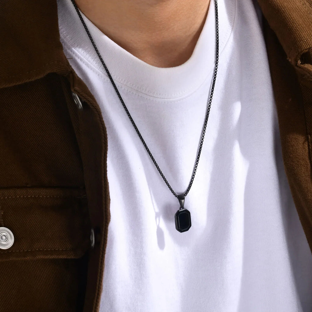 Personalized Initial Geometric Necklace | Stainless Steel Letter Pendant for Men and Women