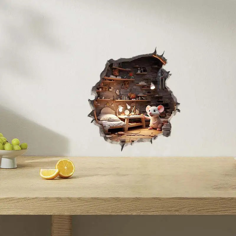 Mouse Hole Wall Decal Sticker | Removable Funny Wall Decoration