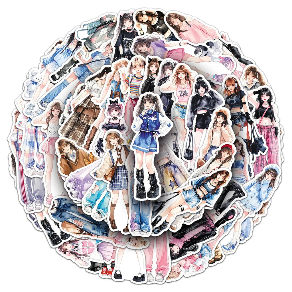 50 Unique Fashion Sticker Set | Trendy Cartoon Decals for Clothing Scrapbooking and DIY Crafts