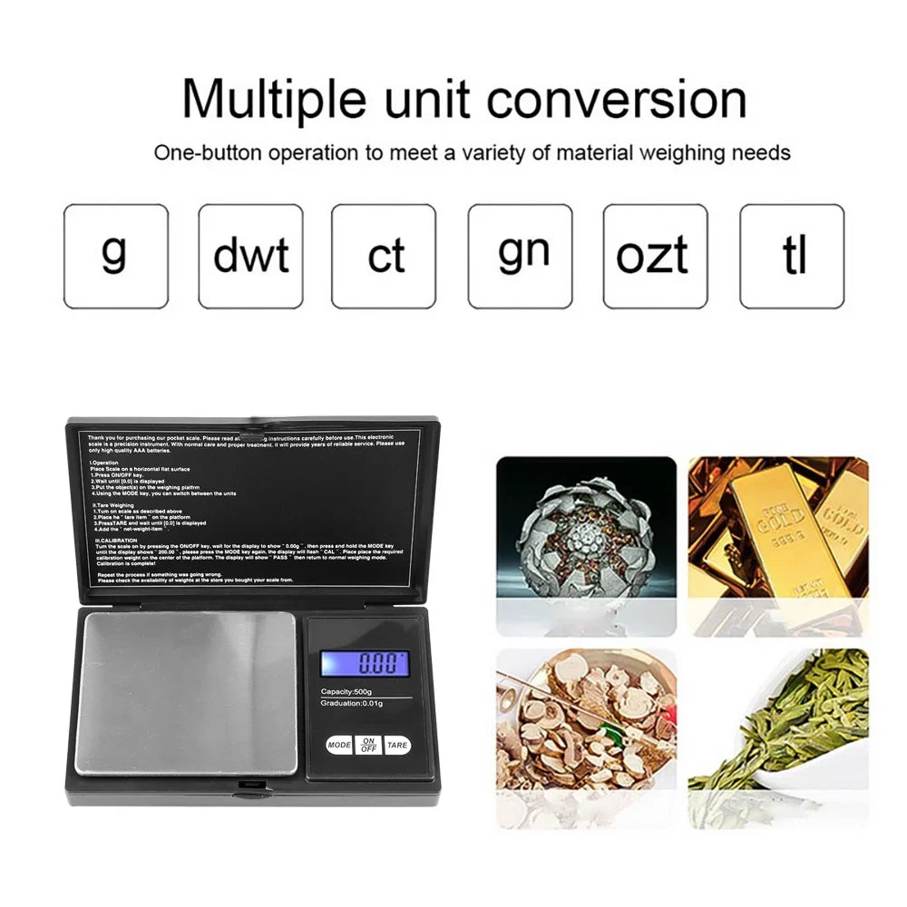 Mini Jewelry Scale 0.01g | Digital Pocket Scale for Gold, Coins, and Kitchen Use