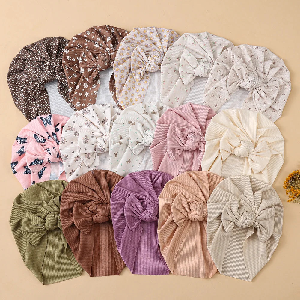 Baby Turban Hats with Prints | Soft Knit Newborn Caps