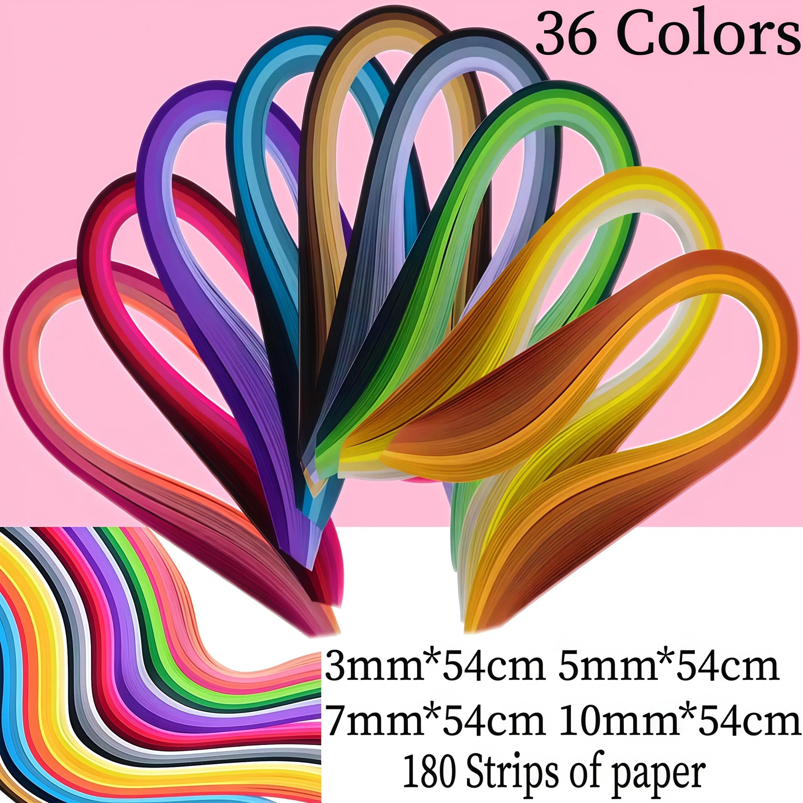 36 Colors Paper Strips Set | Rainbow Craft Paper for DIY Art Projects
