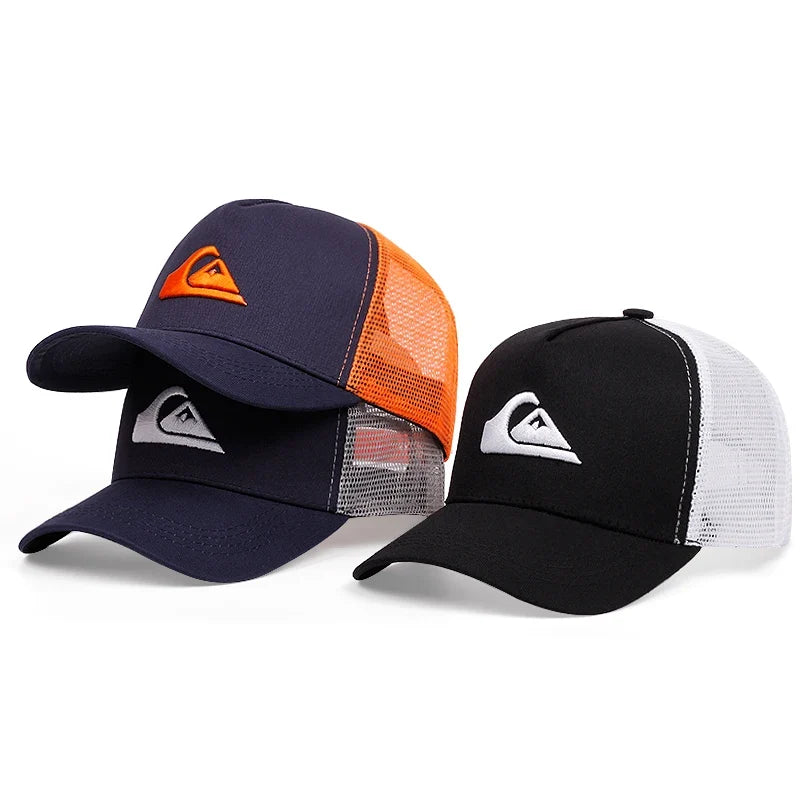 Triangle Surfing Embroidered Mesh Baseball Cap | Summer Breathable Hip Hop Trucker Hat