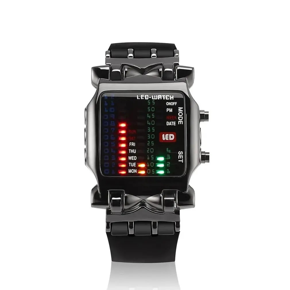 Binary Led Watch | Creative Waterproof Business Electronic Watch for Men with Luminous Display and Date Time
