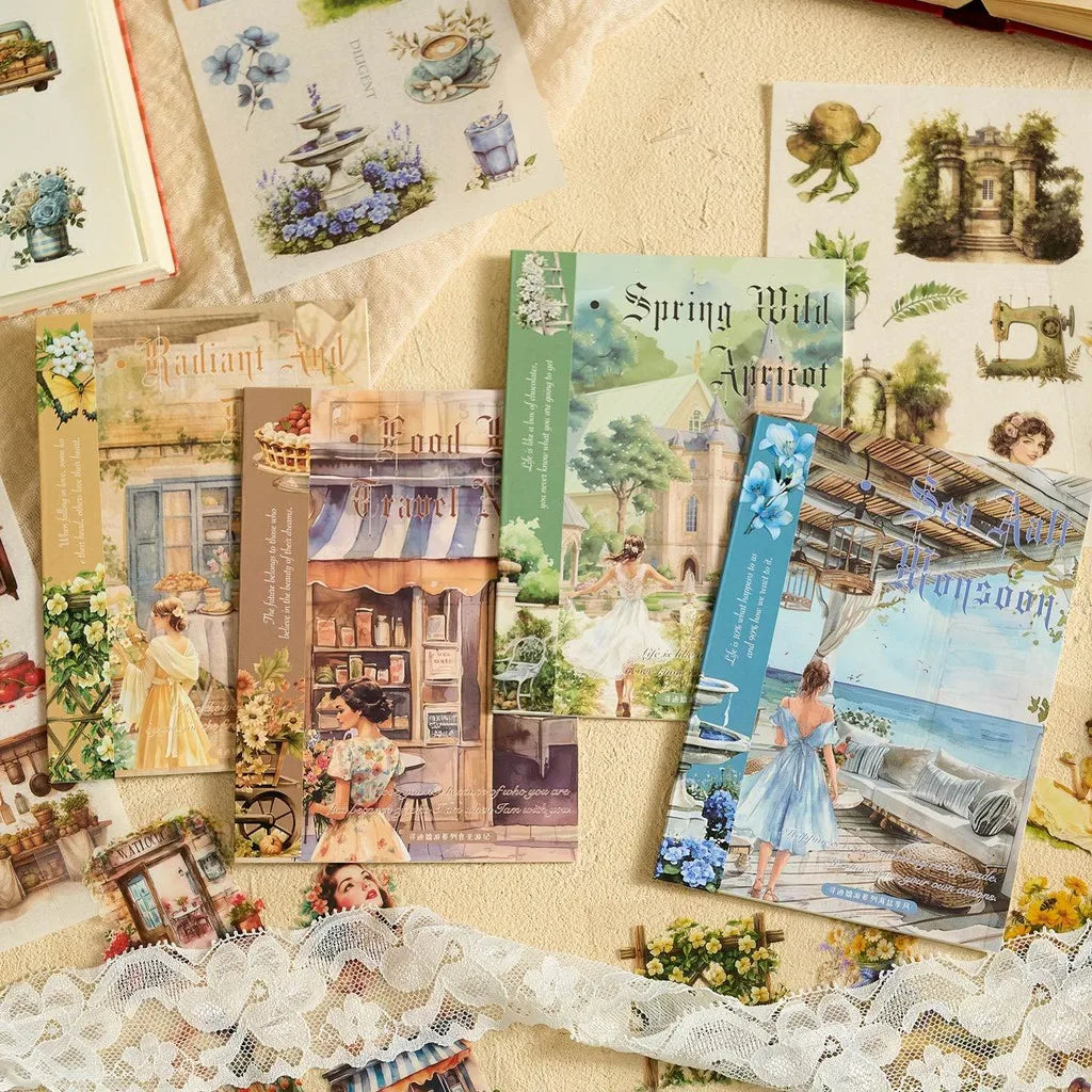 Vintage PET Washi Sticker Sheets | 10 Pack for Junk Journaling