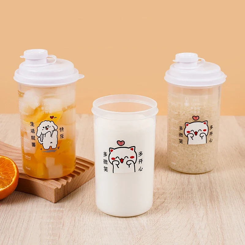 Cartoon Espresso Coffee Cup with Lid | Graduated Plastic Cappuccino Latte Mug for Home Barista