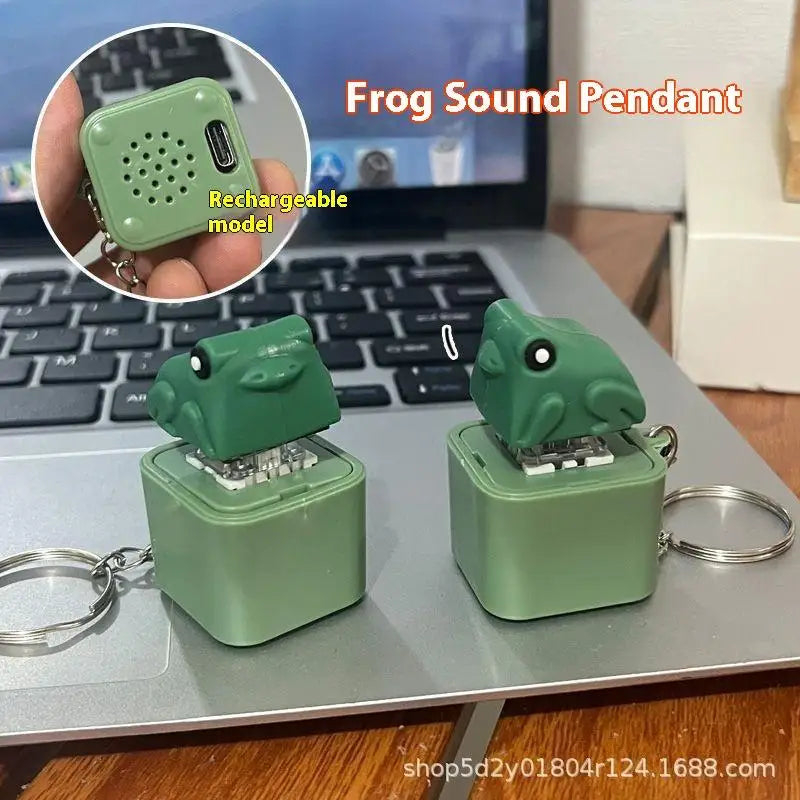 Funny Croaking Frog Duck Keychain | USB-C Rechargeable Fidget Clicker with LED Light