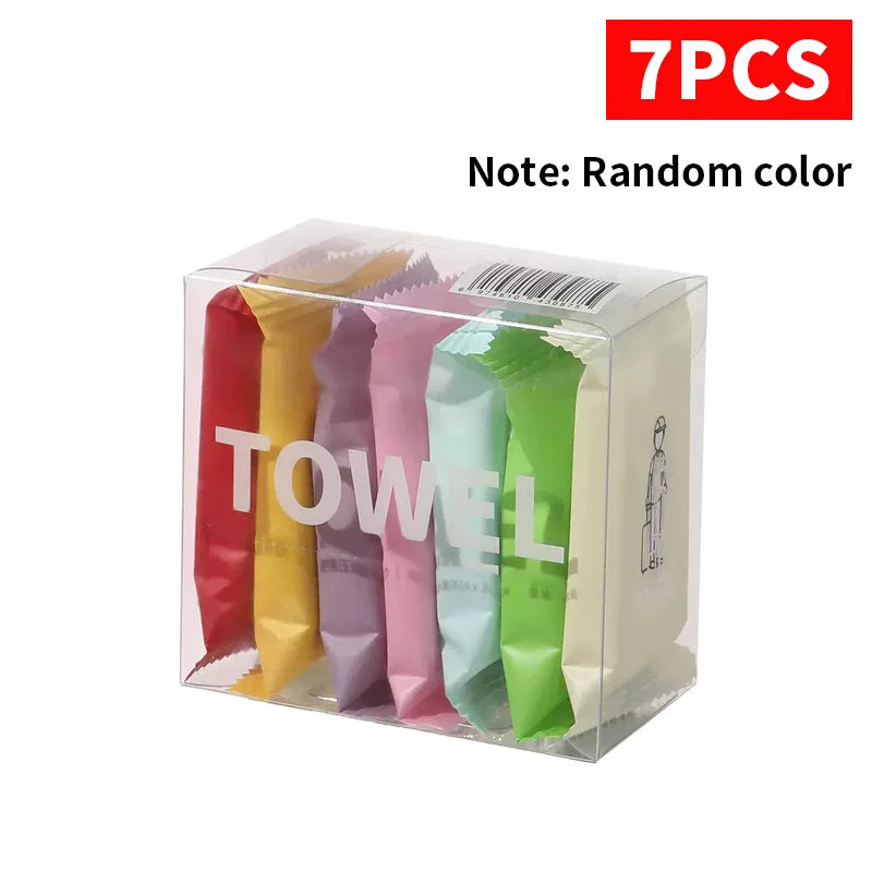 14/7PCS Disposable Compressed Towel Set | Portable Cotton Travel Towel for Face and Body