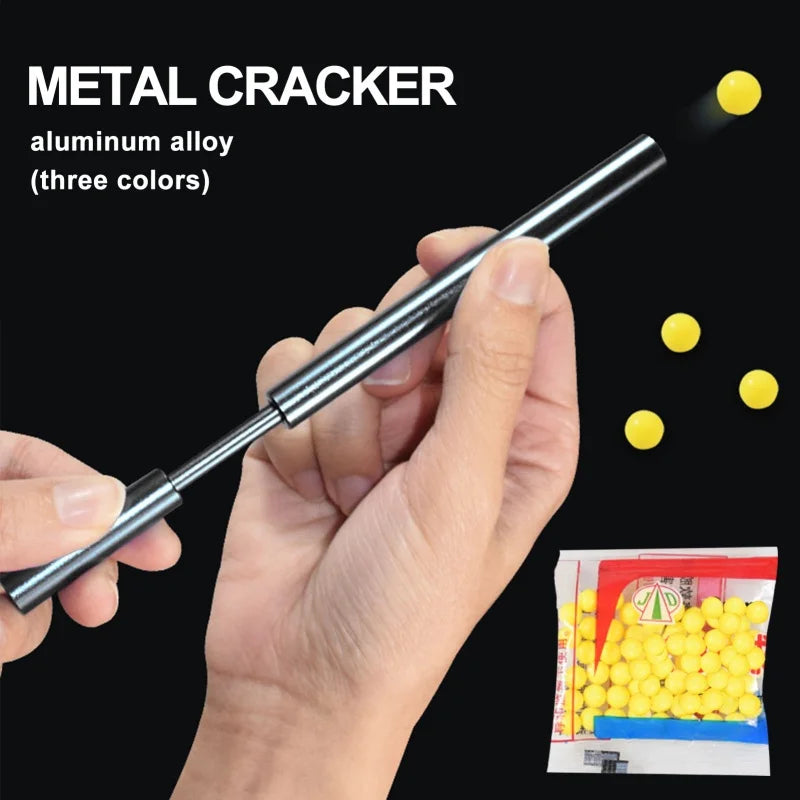 Aluminum Alloy Soft Pinball Launcher Gun | Fun Crackling Tube Toy