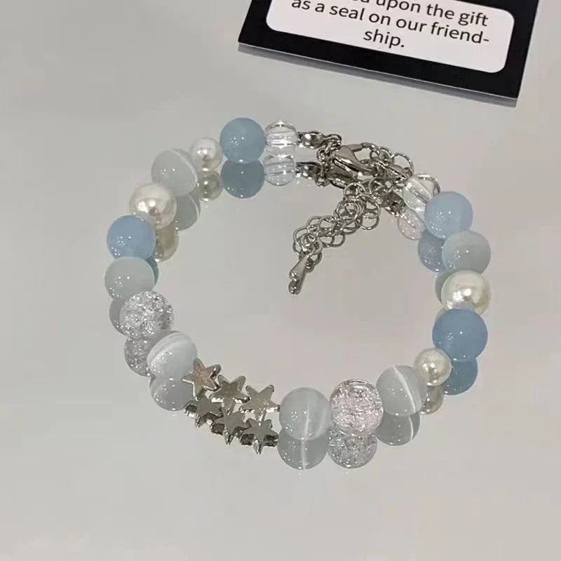 Crystal Butterfly Pendant Bracelet | Colorful Glass Bead Jewelry for Women