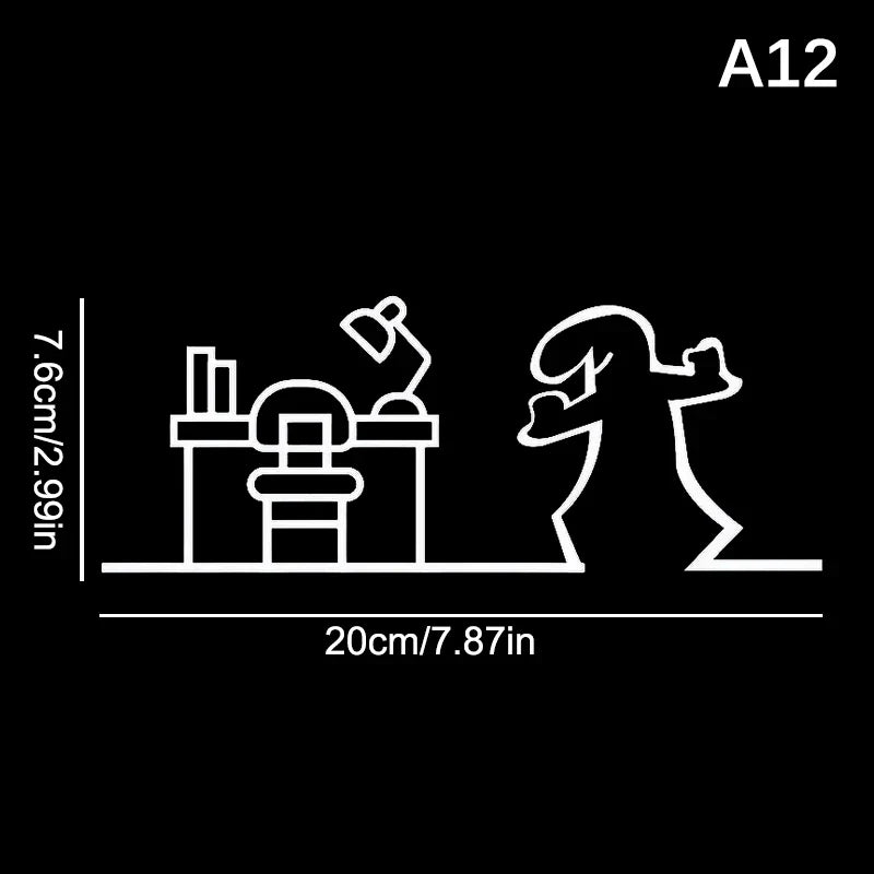 La Linea Minimalist Line Art Sticker Set | Cartoon Character Door Sign for Home Decor