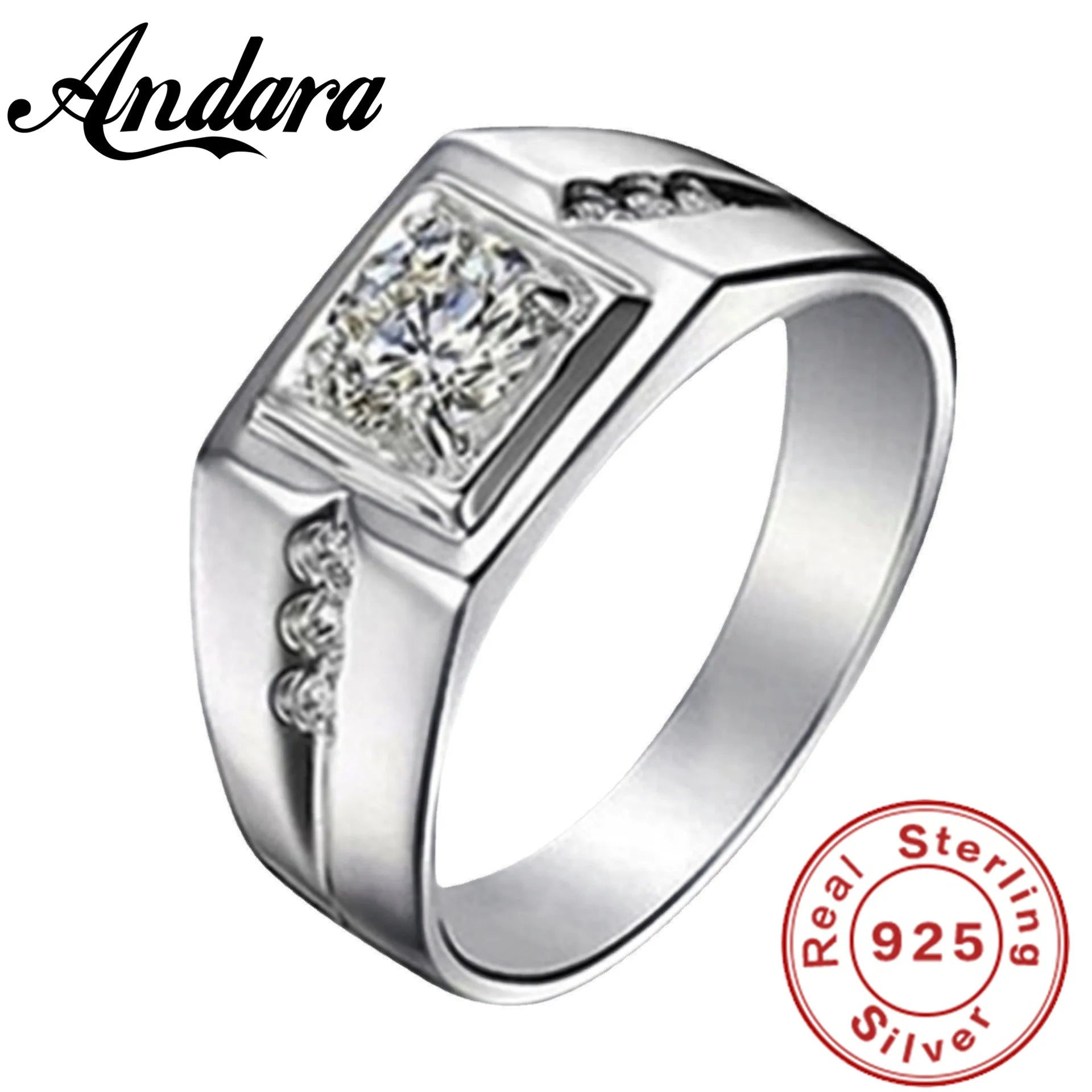 18K Gold Plated Sterling Silver Ring | AAA Cubic Zircon Men's Jewelry