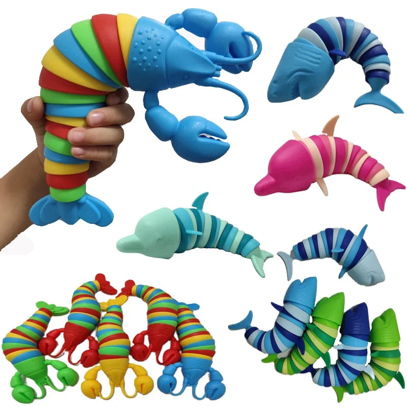 Colorful Slug Fidget Toy | Articulated 3D Sensory Toy for Stress Relief