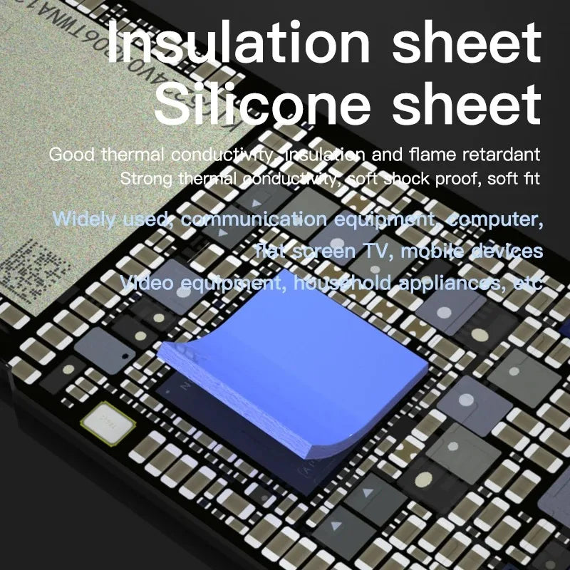 100 Pcs Thermal Insulating Silicone Sheets | High Temperature Repair Mat for Motherboard CPU GPU IC