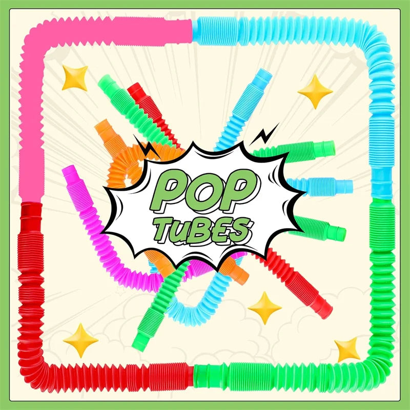 5/10 Pcs Pop Tubes Sensory Fidget Toys for Autism, Anxiety, and Classroom Prizes