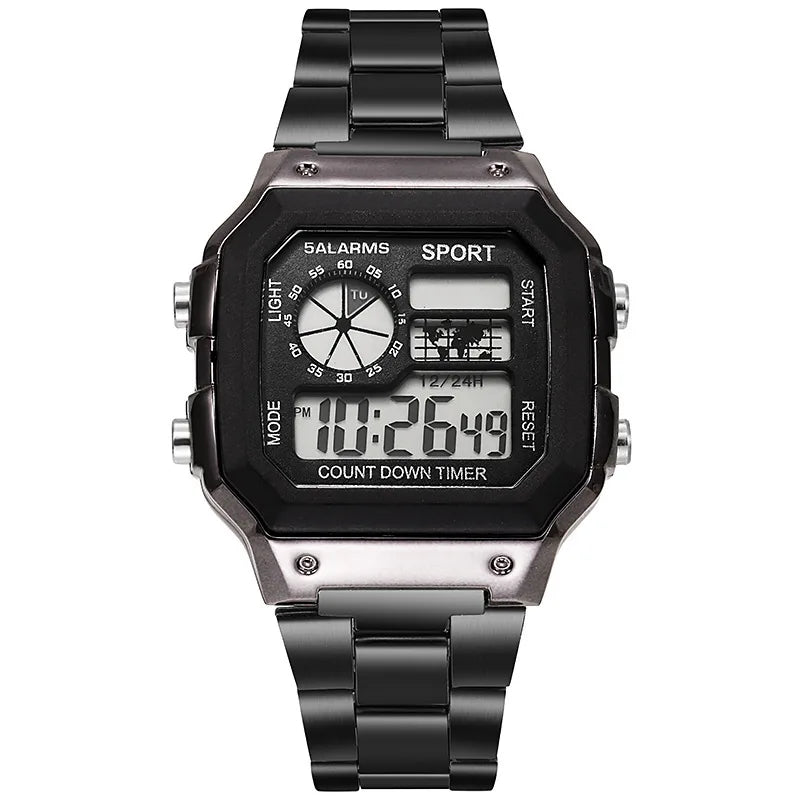 MAYZHISU Classic Men's Digital Watch | Luxury Stainless Steel Sport Watch