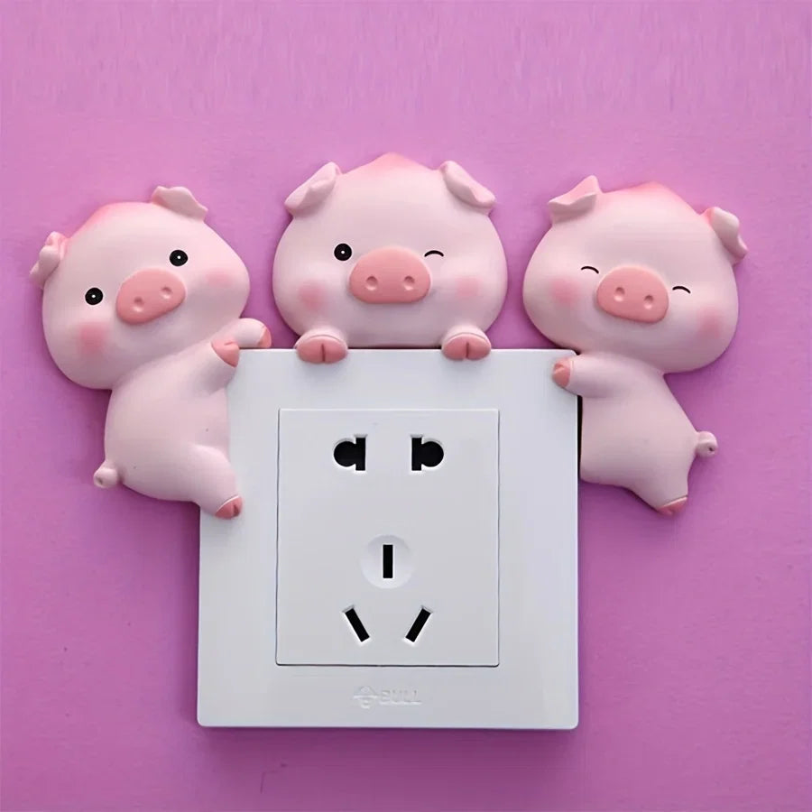 3D Cartoon Pig Light Switch Cover | Sweet Pink Animal Wall Decor