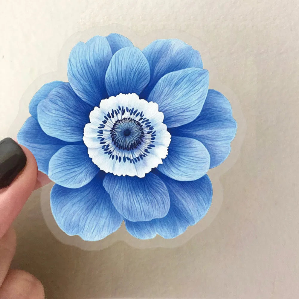 50Pcs Transparent Cartoon Floral Stickers | Waterproof PET Decor for Journals, Guitars, and Notebooks