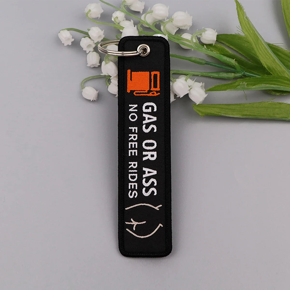 Embroidery Key Fob Keychain | Black Tag for Cars Motorcycles