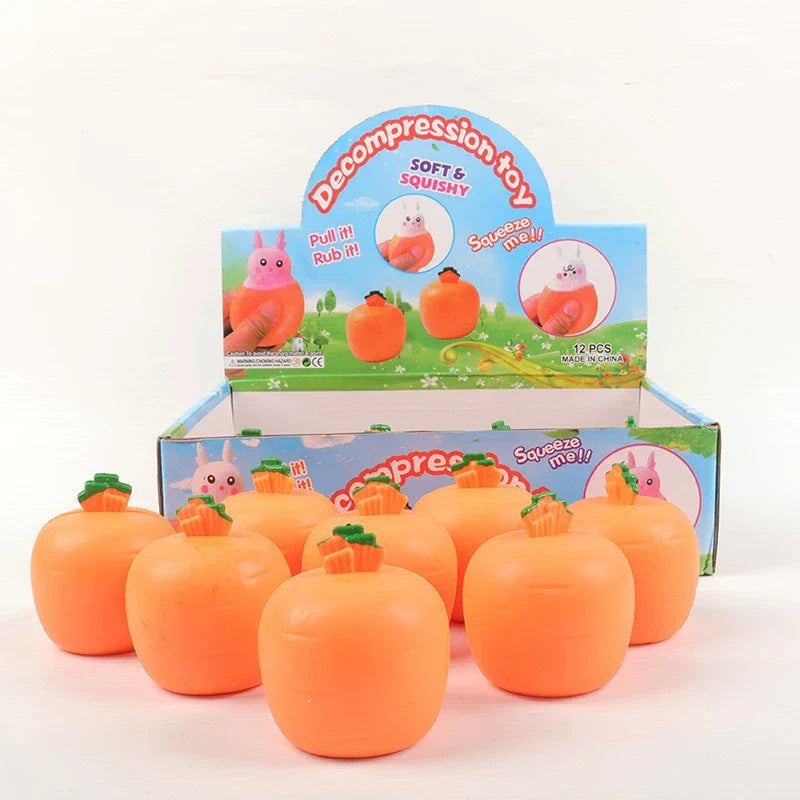 Squishy Carrot Rabbit Squeeze Telescopic Toys | Stress Relief Pinch Music Toy for Kids and Adults